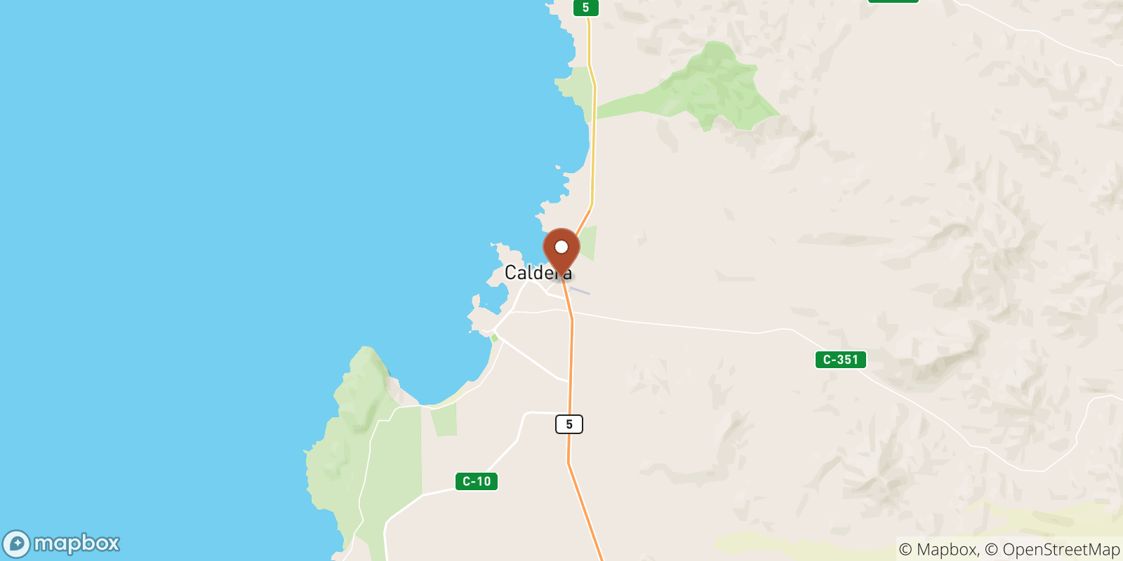 Playa La Virgen sea temperature map