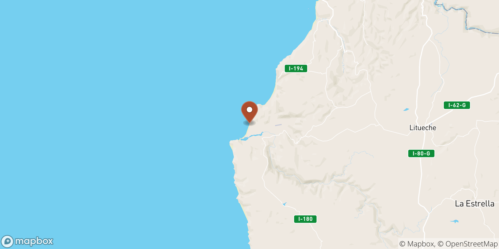 Topocalma sea temperature map