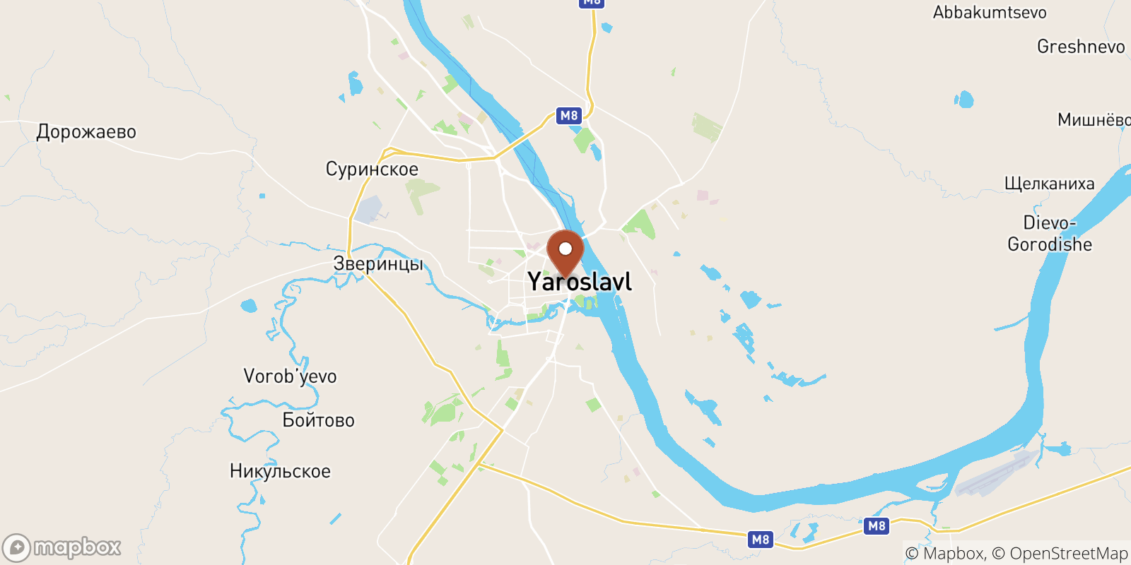 Volga River (near Yaroslavl) sea temperature map