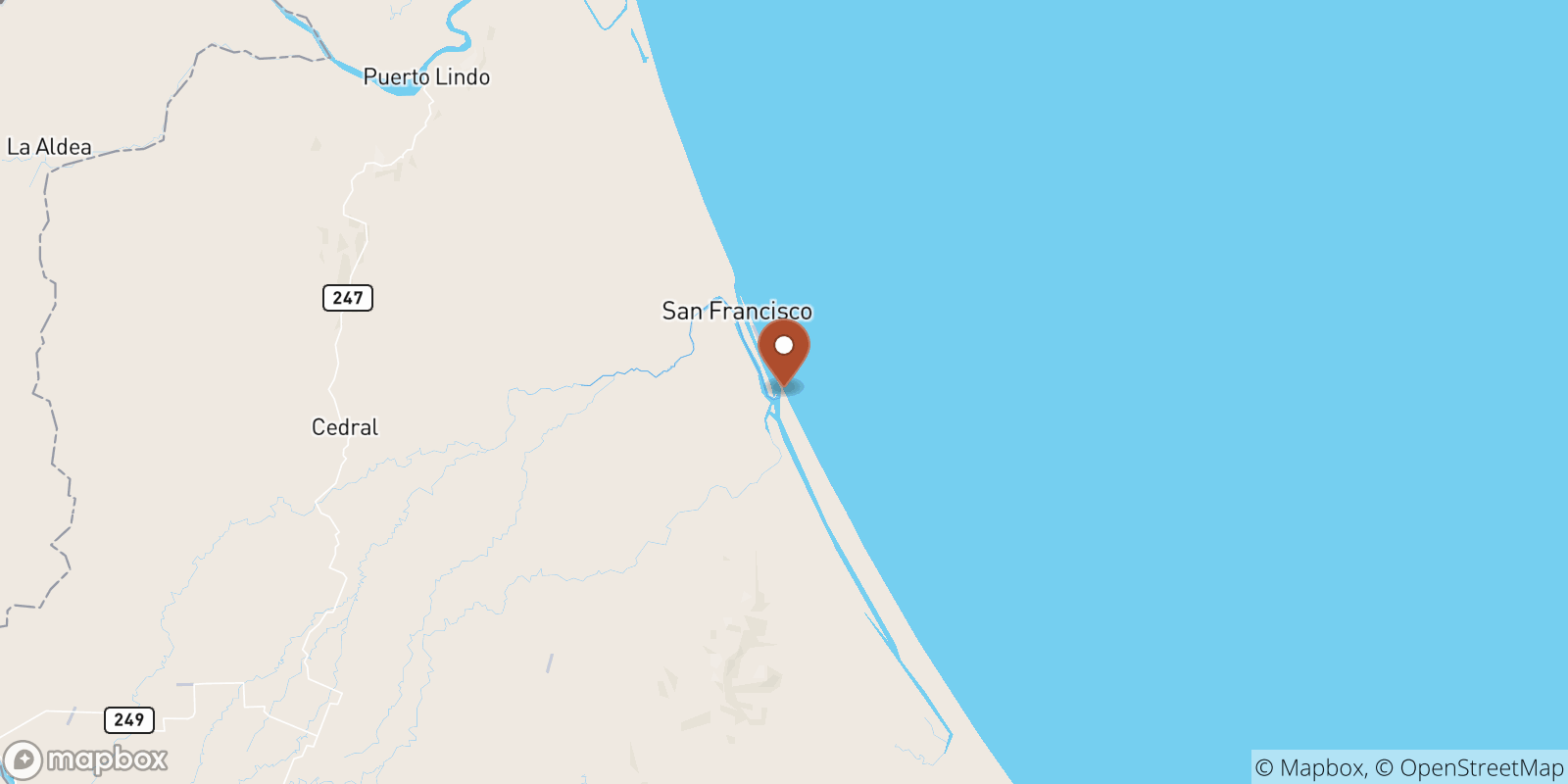 Tortuguero sea temperature map