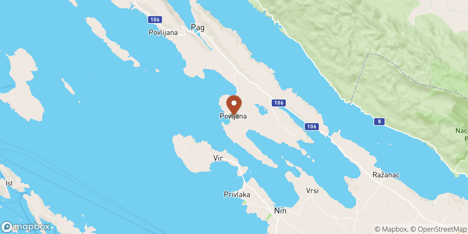 Povljana sea temperature map