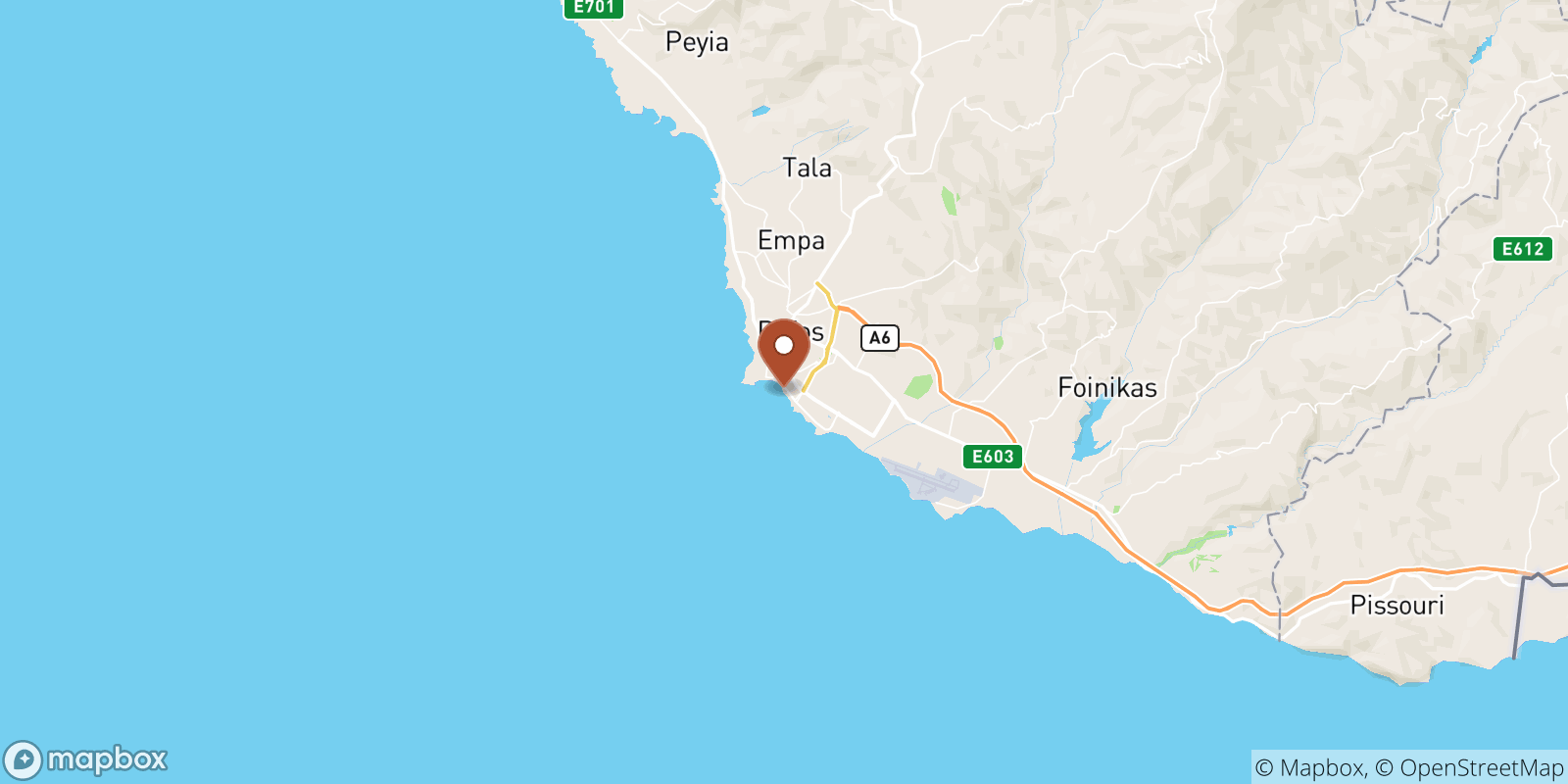 Vrysoudia Beach sea temperature map