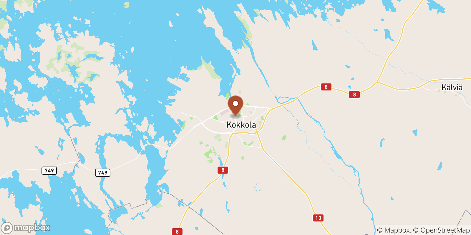 Kokkola sea temperature map