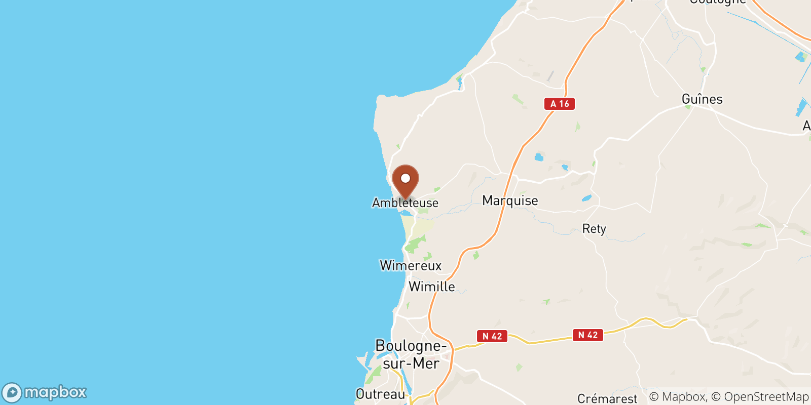 Ambleteuse sea temperature map