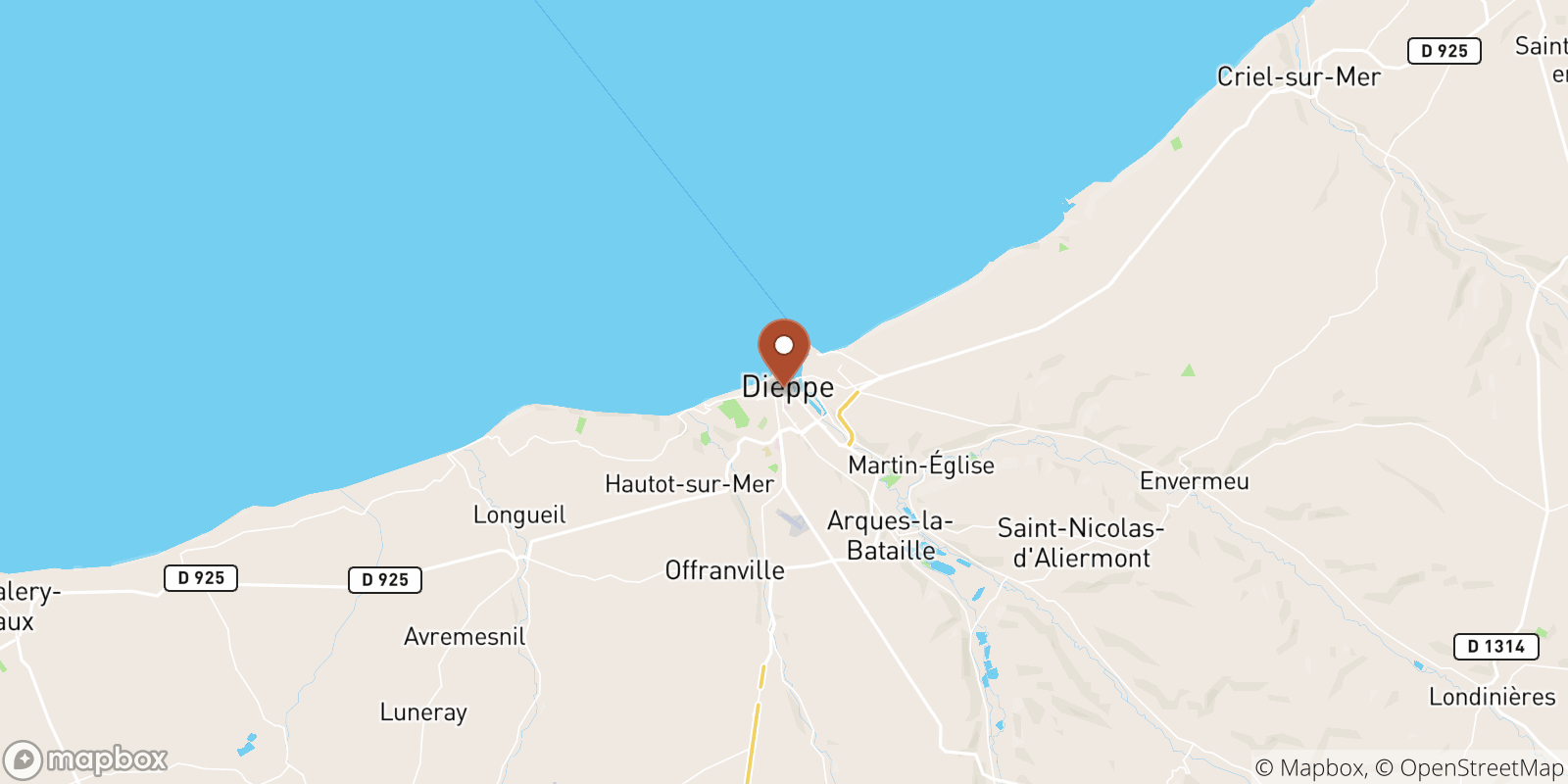 Dieppe sea temperature map