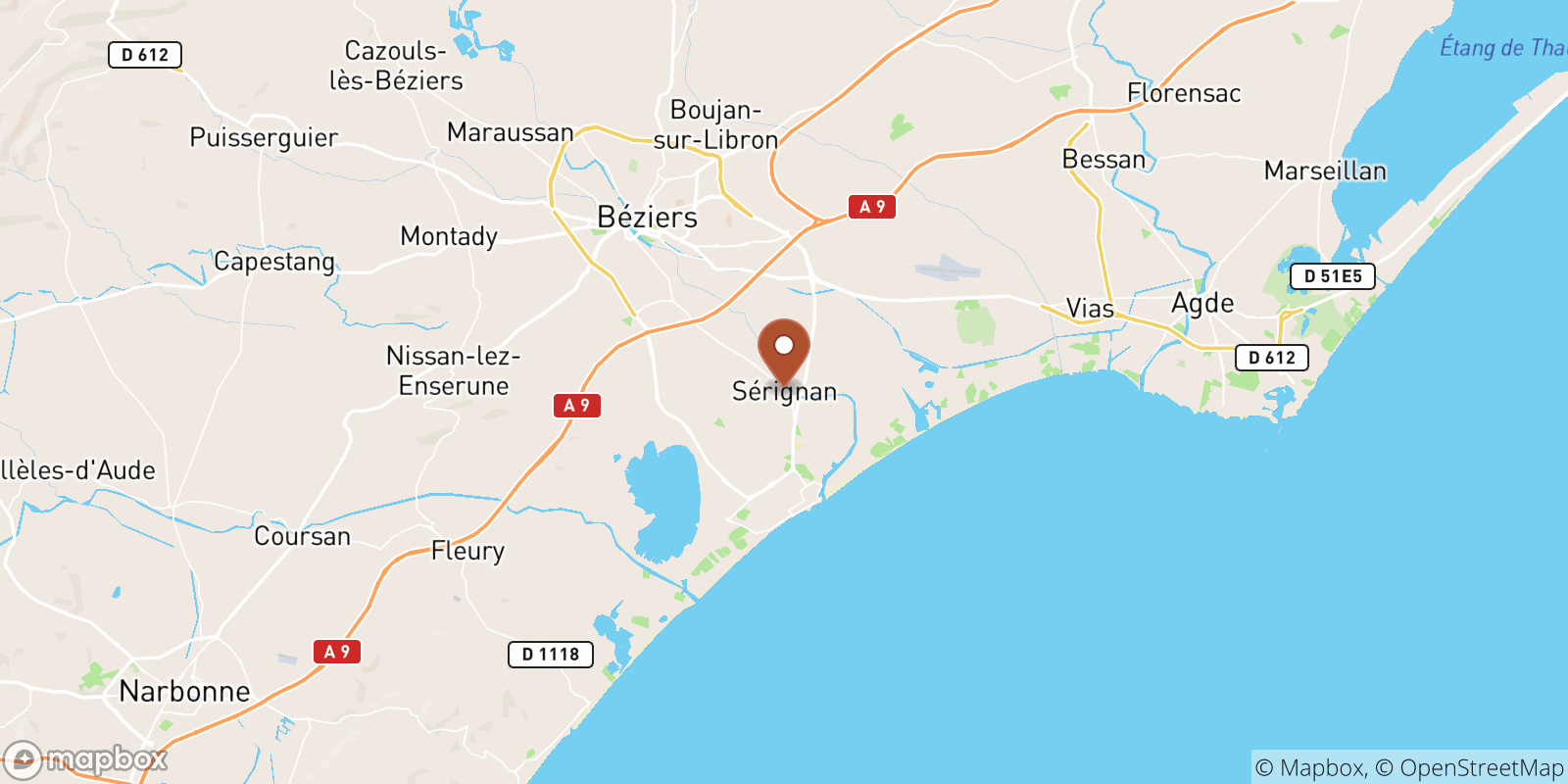 Serignan sea temperature map