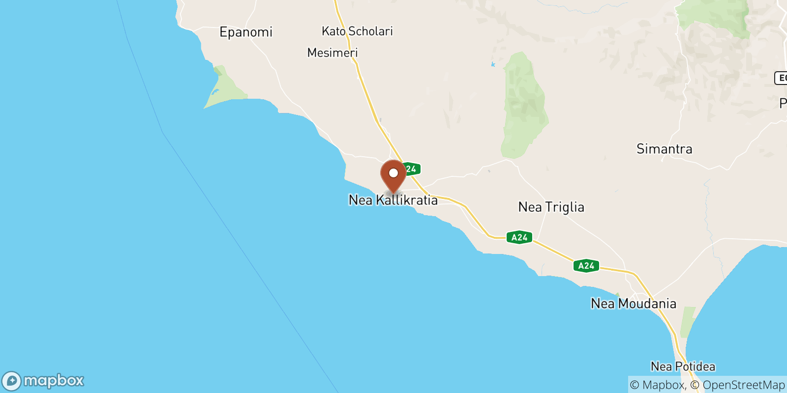 Nea Kallikratia sea temperature map