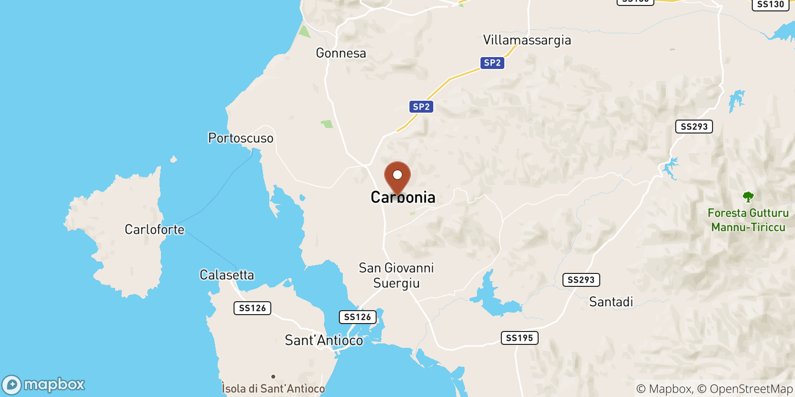 Carbonia sea temperature map