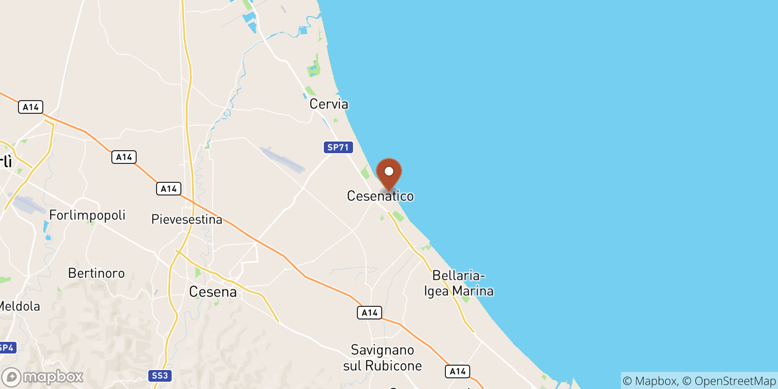 Cesenatico sea temperature map