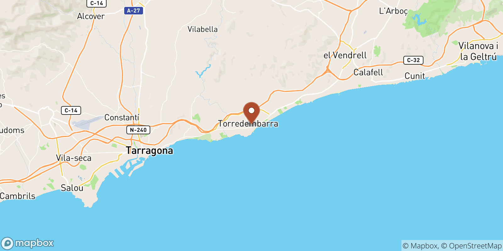 Torredembarra sea temperature map