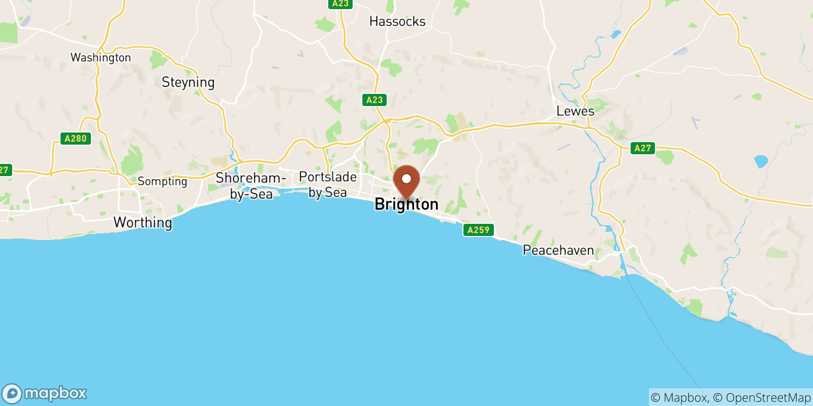 Brighton sea temperature map