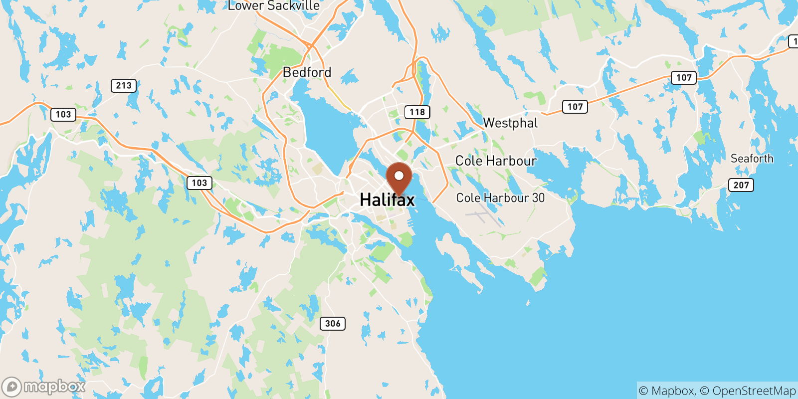 Halifax sea temperature map